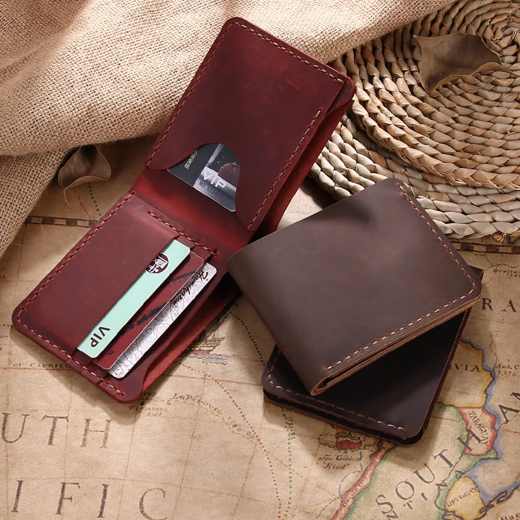 Handmade Retro Genuine Leather Coin Purse for Men Women Lady Wholesale